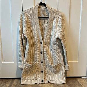 Duluth Trading Co Cream Cable Knit Cardigan